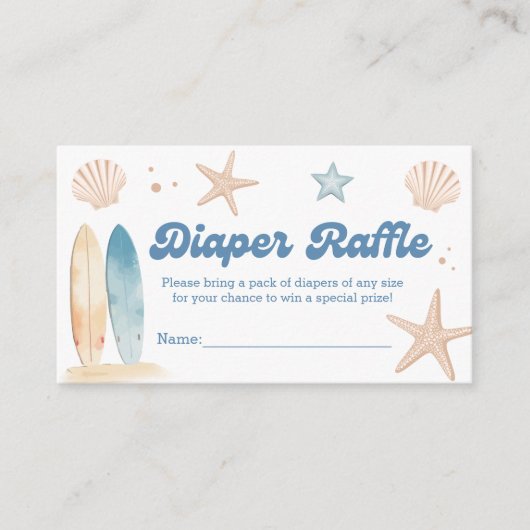 Beach Baby shower Luier Raffle Tickets Informatiekaartje (Voorkant)