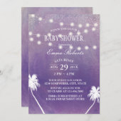 Beach Baby shower Palm Tree Paarse Waterverf Kaart (Voorkant / Achterkant)