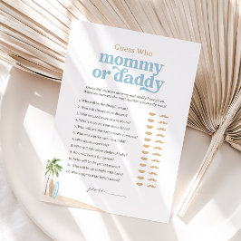 Beach Baby shower Raad eens wie mama of papa spel Kaart