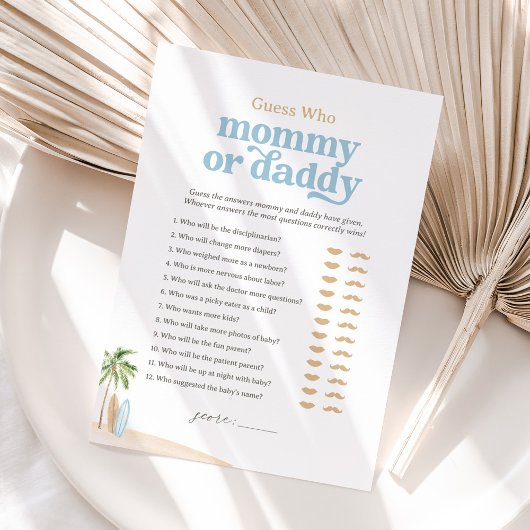 Beach Baby shower Raad eens wie mama of papa spel Kaart