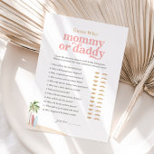 Beach Baby shower Raad eens wie mama of papa spel Kaart