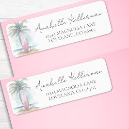 Beach Baby Shower Return Address Etiket