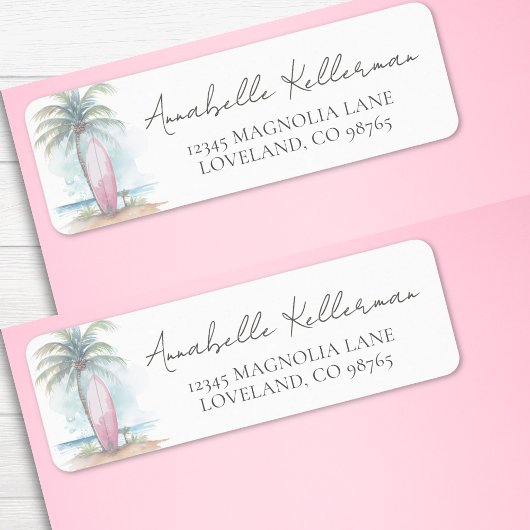 Beach Baby Shower Return Address Etiket