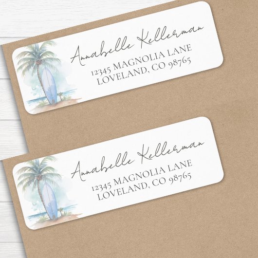 Beach Baby Shower Return Address Etiket
