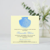 Beach Baby shower  Scallop Shell Blue Kaart (Staand voorkant)