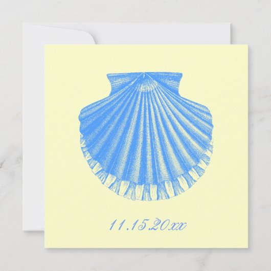 Beach Baby shower Scallop Shell Blue Kaart (Achterkant)