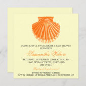 Beach Baby shower  Scallop Shell Sinaasappel Kaart (Voorkant / Achterkant)