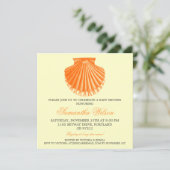 Beach Baby shower  Scallop Shell Sinaasappel Kaart (Staand voorkant)