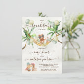 Beach Baby shower Tropical Hammock Invitation Kaart (Staand voorkant)