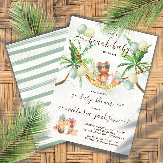 Beach Baby shower Tropical Hammock Invitation Kaart