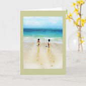 Beach Baby's in zand rennen naar de oceaan Kaart (Gele Bloem)