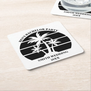 Beach Bachelor Party Island bruiloft gepersonalise Kartonnen Onderzetters