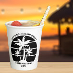 Beach Bachelor Party Island bruiloft gepersonalise Papieren Bekers<br><div class="desc">Koele zwarte palmbomen op een stijlvol aangepast vrijgezellenfeest of bruiloftspapierbeker. Pas deze tropische bekers aan voor uw bestemming bruiloft. Ze zijn perfect voor het hele bruidsfeest bij een repetitiediner op het eiland of voor een bruidsmeisje of de beste man.</div>