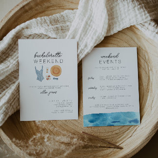 Beach Bachelorette Invitation & Itinerary Kaart