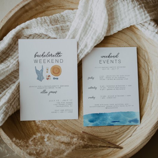 Beach Bachelorette Invitation & Itinerary Kaart