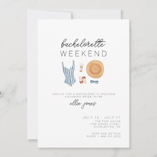 Beach Bachelorette Invitation & Itinerary Kaart (Voorkant)