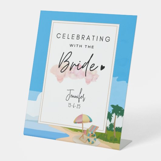 Beach Bachelorette | Kippen partij aangepast Reclamebord Met Voetstuk (Voorkant)