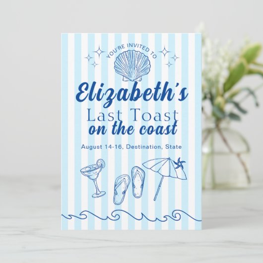 Beach Bachelorette Laatste Toast Op De Kust Party Kaart (Staand voorkant)