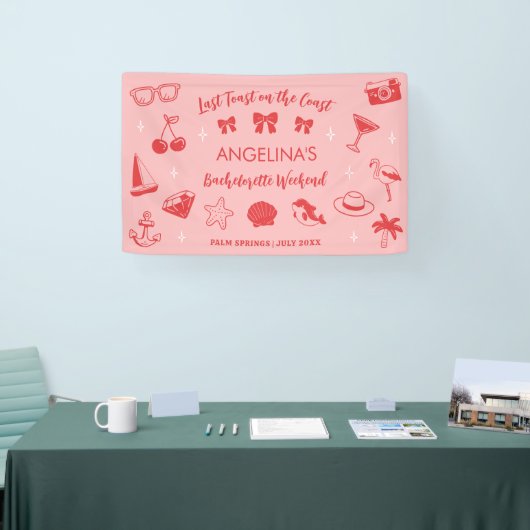 Beach Bachelorette Party Coastal Doodle Spandoek (Beurs)