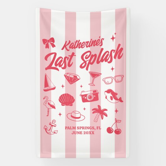 Beach Bachelorette Party De laatste Splash Custom Spandoek (Verticaal)