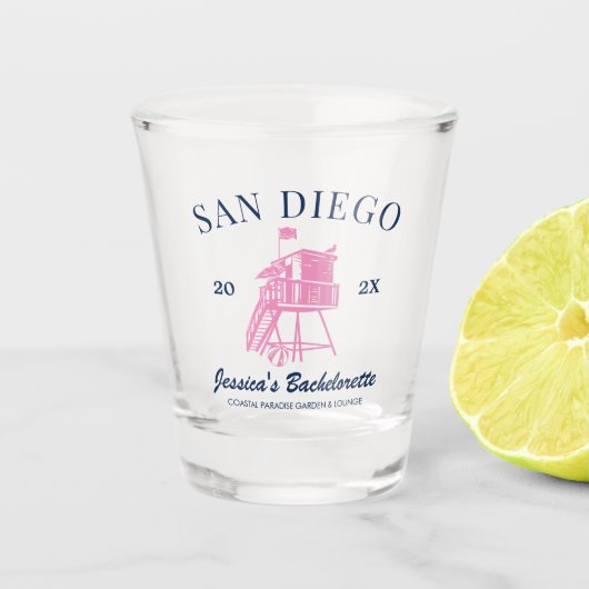 Beach Bachelorette Party Gepersonaliseerde bruidsm Shot Glas (Voorkant)