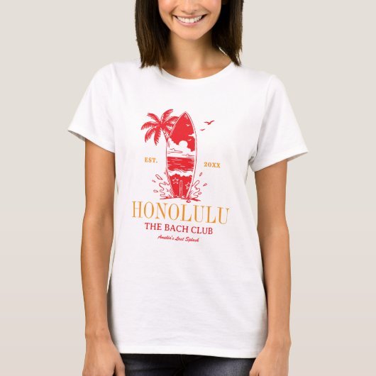 Beach Bachelorette Party Honolulu Surfclub T-shirt (Voorkant)