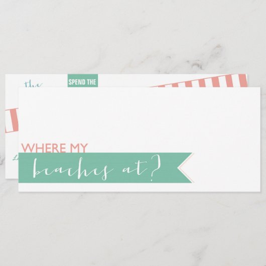 Beach Bachelorette Party Invitation Kaart (Voorkant / Achterkant)