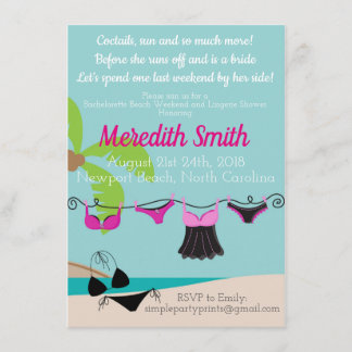 Beach Bachelorette Party Invitation Kaart