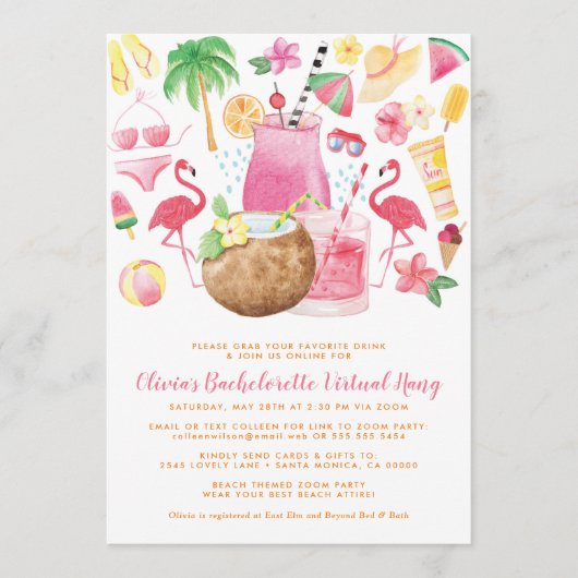 Beach Bachelorette Party Kaart (Voorkant)