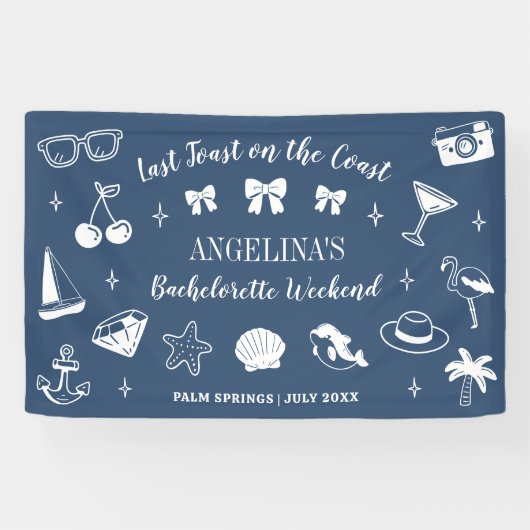 Beach Bachelorette Party Laatste toost op de kust Spandoek (Horizontaal)