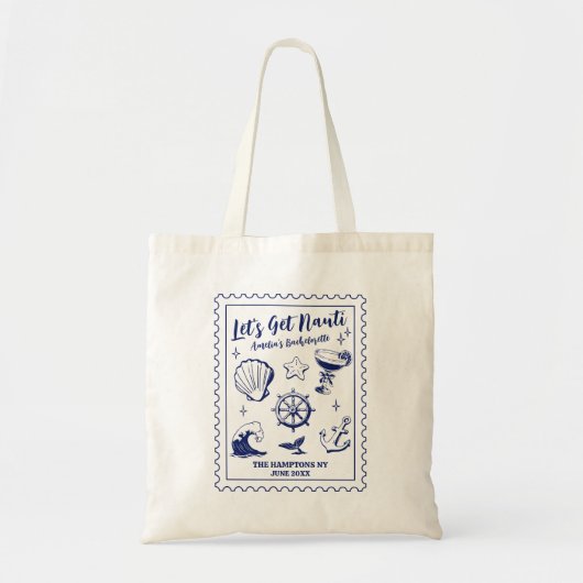 Beach Bachelorette Party Let's Get Nauti  Tote Bag (Voorkant)