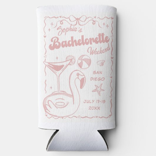 Beach Bachelorette Party Roze Seltzer Blikjeskoeler (Voorkant)