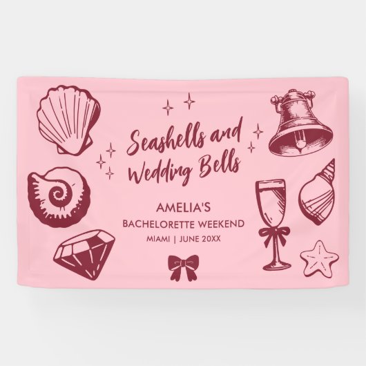 Beach Bachelorette Party Seashells Trouwbellen Spandoek (Horizontaal)