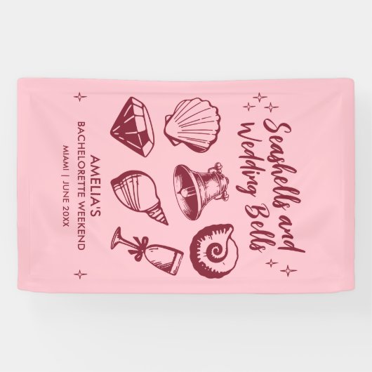 Beach Bachelorette Party Seashells Trouwbellen Spandoek (Horizontaal)