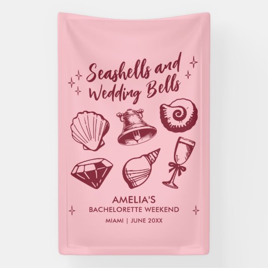 Beach Bachelorette Party Seashells Trouwbellen Spandoek (Verticaal)