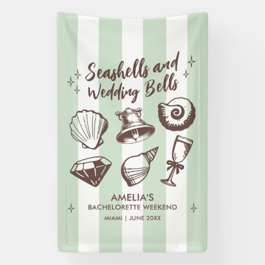 Beach Bachelorette Party Seashells Trouwbellen Spandoek (Verticaal)