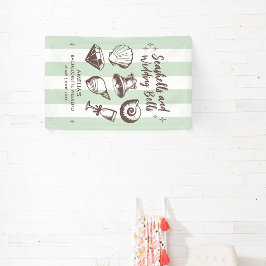 Beach Bachelorette Party Seashells Trouwbellen Spandoek (Insitu)