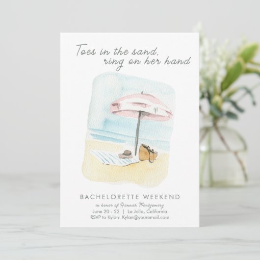 Beach Bachelorette Party - tijdlijnuitnodiging Kaart (Staand voorkant)