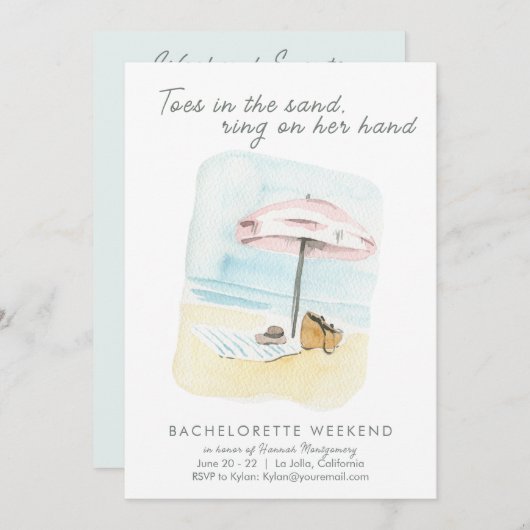 Beach Bachelorette Party - tijdlijnuitnodiging Kaart (Voorkant / Achterkant)