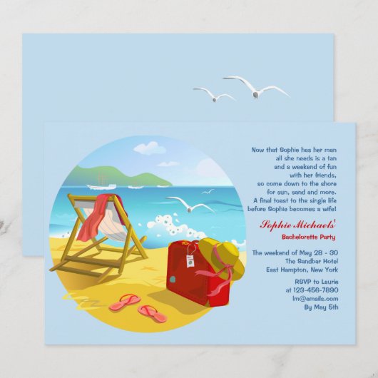 Beach Bachelorette Party uitnodiging (Voorkant / Achterkant)