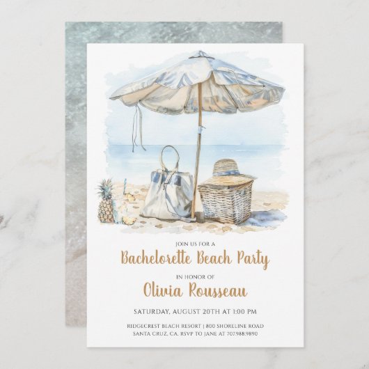 Beach Bachelorette Party Waterverf Kaart (Voorkant / Achterkant)