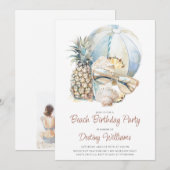 Beach Bachelorette Party Waterverf Uitnodiging (Voorkant / Achterkant)