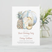 Beach Bachelorette Party Waterverf Uitnodiging (Staand voorkant)