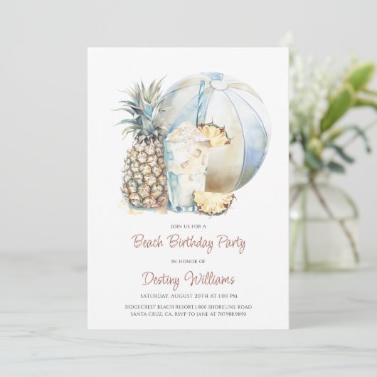 Beach Bachelorette Party Waterverf Uitnodiging (Staand voorkant)