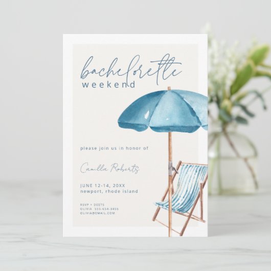Beach Bachelorette Party Weekend Invitation Kaart (Staand voorkant)