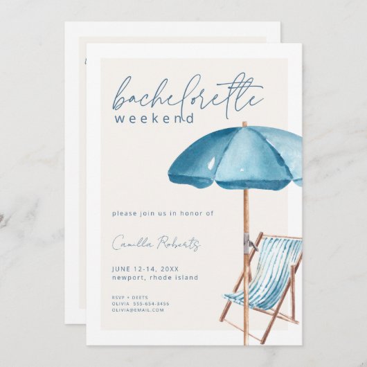 Beach Bachelorette Party Weekend Invitation Kaart (Voorkant / Achterkant)