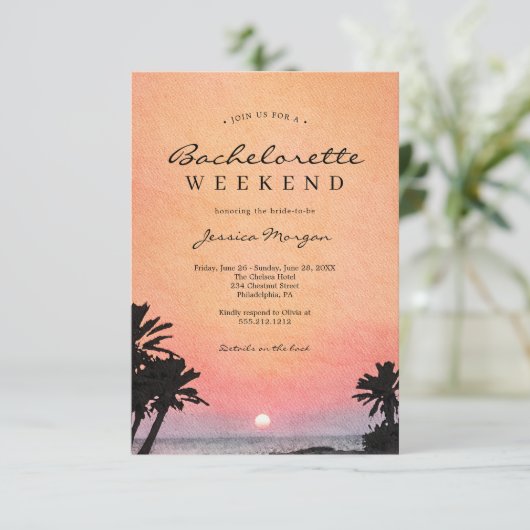 Beach Bachelorette Party Weekendje Uitnodiging (Staand voorkant)