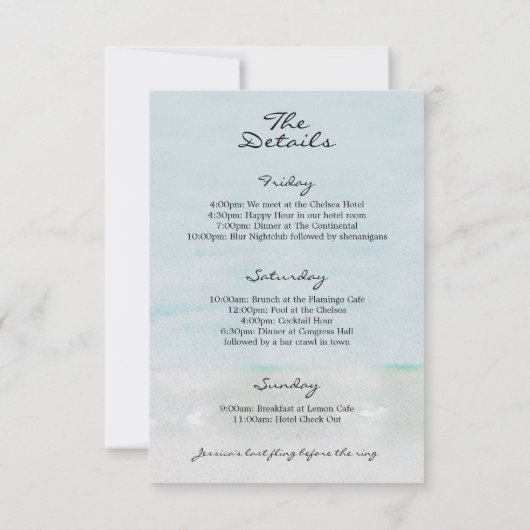 Beach Bachelorette Party Weekendje Uitnodiging (Achterkant)