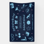 Beach Bachelorette Party Welkom Doodle Spandoek (Verticaal)