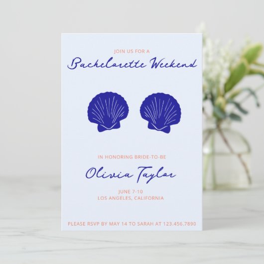 Beach Bachelorette uitnodiging (Staand voorkant)